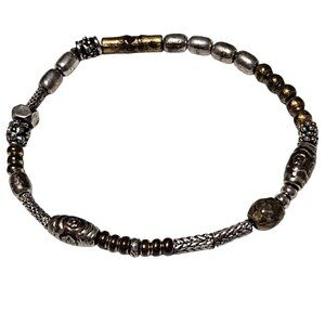Elegant Handcrafted Mixed Metal Beaded Stretch Bracelet Fashion Jewelry Women